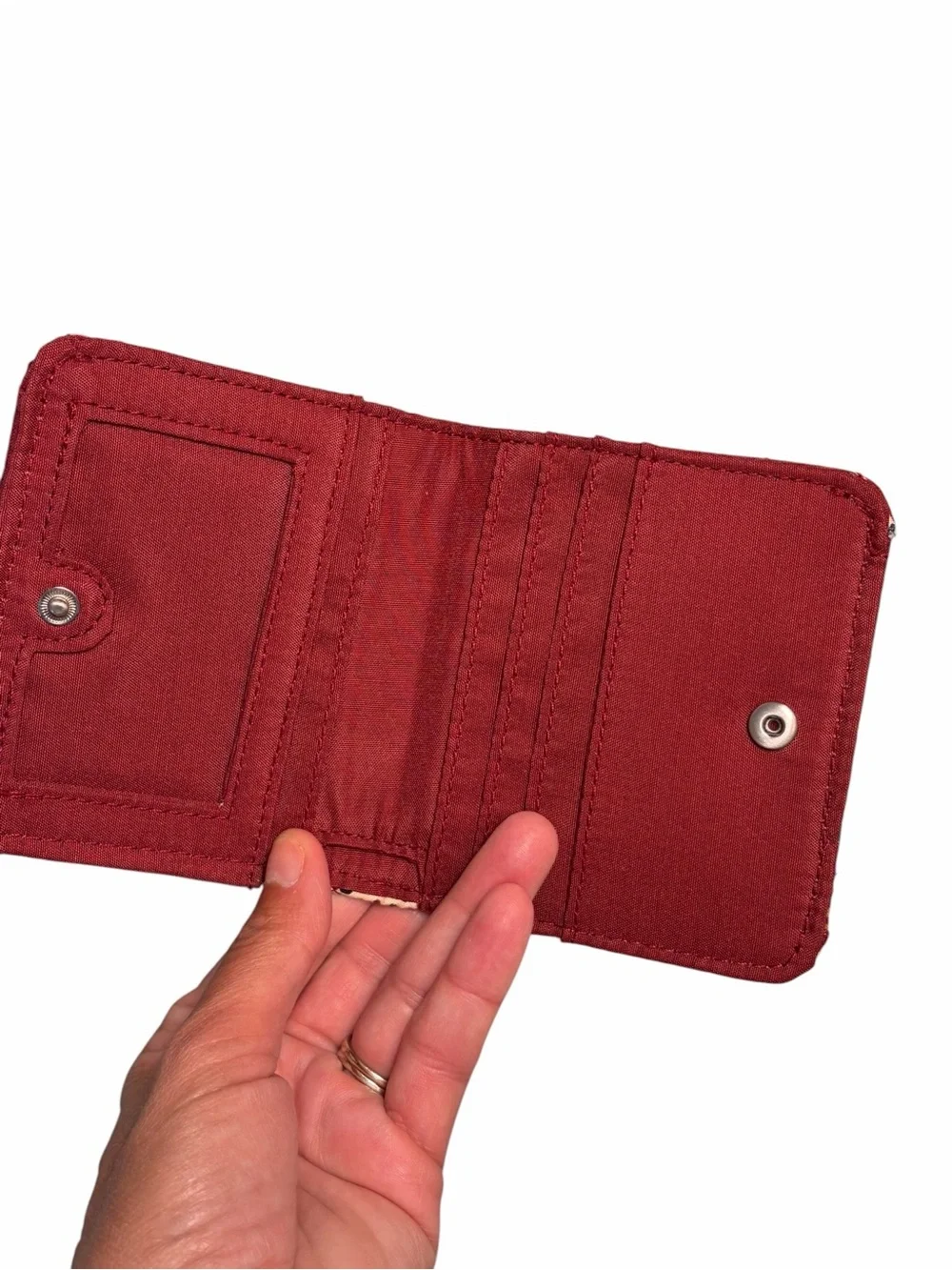 Vera Bradley Holiday Hounds Quilted Zip Red Dog Holiday Essential Small Wallet